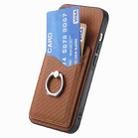 For iPhone 16 Pro Carbon Fiber Card Wallet Ring Phone Case(Brown) - 3