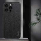 For iPhone 16 Pro Max Tree Bark Leather Shockproof Phone Case(Black) - 2