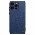 For iPhone 16 Pro Max Tree Bark Leather Shockproof Phone Case(Blue) - 1