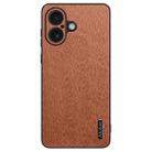 For iPhone 16 Plus Tree Bark Leather Shockproof Phone Case(Brown) - 1