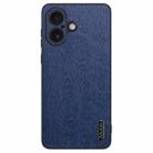 For iPhone 16 Plus Tree Bark Leather Shockproof Phone Case(Blue) - 1