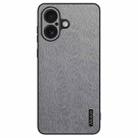 For iPhone 16 Plus Tree Bark Leather Shockproof Phone Case(Grey) - 1