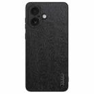 For iPhone 16 Tree Bark Leather Shockproof Phone Case(Black) - 1