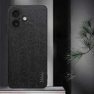 For iPhone 16 Tree Bark Leather Shockproof Phone Case(Black) - 2