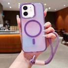 For iPhone 11 Bright Shadow  Magsafe Discoloration Phone Case with Wrist Strap(Purple) - 1