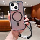 For iPhone 13 Bright Shadow  Magsafe Discoloration Phone Case with Wrist Strap(Black) - 1