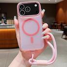 For iPhone 17 Pro Max Bright Shadow  Magsafe Discoloration Phone Case with Wrist Strap(Pink) - 1