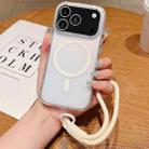 For iPhone 17 Pro Max Bright Shadow  Magsafe Discoloration Phone Case with Wrist Strap(White) - 1
