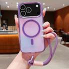 For iPhone 17 Pro Bright Shadow  Magsafe Discoloration Phone Case with Wrist Strap(Purple) - 1