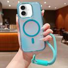 For iPhone 17 Bright Shadow  Magsafe Discoloration Phone Case with Wrist Strap(Blue) - 1