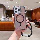 For iPhone 17 Bright Shadow  Magsafe Discoloration Phone Case with Wrist Strap(Black) - 1
