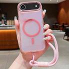 For iPhone 17 Air Bright Shadow  Magsafe Discoloration Phone Case with Wrist Strap(Pink) - 1
