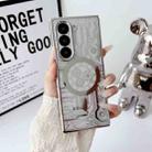 For Samsung Galaxy Z Fold3 Folding Plating Transparent Shockproof MagSafe Phone Case(Silver) - 1