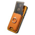 For iPhone 16 Retro Cross Leather Card Bag MagSafe Phone Case(Yellow) - 3
