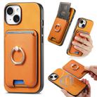 For iPhone 15 Retro Cross Leather Card Bag MagSafe Phone Case(Yellow) - 1