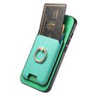 For iPhone 15 Retro Cross Leather Card Bag MagSafe Phone Case(Green) - 3