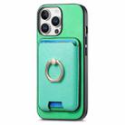 For iPhone 14 Pro Retro Cross Leather Card Bag MagSafe Phone Case(Green) - 2