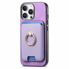 For iPhone 13 Pro Retro Cross Leather Card Bag MagSafe Phone Case(Purple) - 2