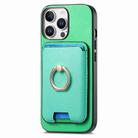 For iPhone 13 Pro Max Retro Cross Leather Card Bag MagSafe Phone Case(Green) - 2