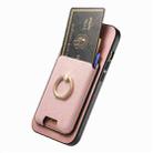 For iPhone 12 Pro Retro Cross Leather Card Bag MagSafe Phone Case(Pink) - 3