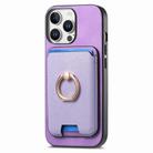 For iPhone 12 Pro Retro Cross Leather Card Bag MagSafe Phone Case(Purple) - 2