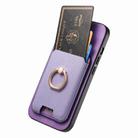 For iPhone 12 Pro Retro Cross Leather Card Bag MagSafe Phone Case(Purple) - 3