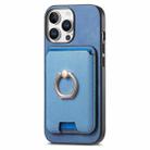 For iPhone 12 Pro Max Retro Cross Leather Card Bag MagSafe Phone Case(Blue) - 2