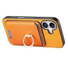 For iPhone 17 Retro Cross Leather Card Bag MagSafe Phone Case(Yellow) - 3