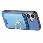 For iPhone 17 Retro Cross Leather Card Bag MagSafe Phone Case(Blue) - 3