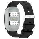 For EmeTerm Fashion Solid Color Silver Buckle Silicone Watch Band(Black) - 2