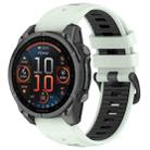 For Garmin Fenix 8 AMOLED 47mm Dual Color Quick Release Steel Buckle 22mm Silicone Watch Band(Mint Green+Black) - 1