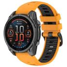 For Garmin Fenix 8 AMOLED 47mm Dual Color Quick Release Steel Buckle 22mm Silicone Watch Band(Orange+Black) - 1