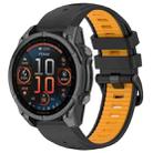 For Garmin Fenix 8 AMOLED 47mm Dual Color Quick Release Steel Buckle 22mm Silicone Watch Band(Black+Orange) - 1