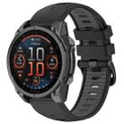 For Garmin Fenix 8 AMOLED 47mm Dual Color Quick Release Steel Buckle 22mm Silicone Watch Band(Black+Grey) - 1