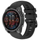 For Garmin Fenix 8 AMOLED 47mm Dual Color Quick Release Steel Buckle 22mm Silicone Watch Band(Black) - 1