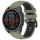 For Garmin Fenix 8 AMOLED 47mm Dual Color Quick Release Steel Buckle 22mm Silicone Watch Band(Military Green+Black) - 1