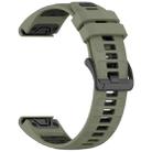 For Garmin Fenix 8 AMOLED 47mm Dual Color Quick Release Steel Buckle 22mm Silicone Watch Band(Military Green+Black) - 2