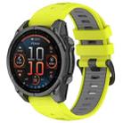 For Garmin Fenix 8 AMOLED 47mm Dual Color Quick Release Steel Buckle 22mm Silicone Watch Band(Lime Green+Gray) - 1