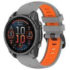 For Garmin Fenix 8 AMOLED 47mm Dual Color Quick Release Steel Buckle 22mm Silicone Watch Band(Gray+Orange) - 1