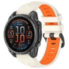 For Garmin Fenix 8 AMOLED 47mm Dual Color Quick Release Steel Buckle 22mm Silicone Watch Band(Starlight+Orange) - 1