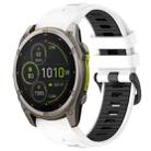 For Garmin Fenix 8 MIP 51mm Dual Color Quick Release Steel Buckle 26mm Silicone Watch Band(White+Black) - 1