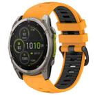 For Garmin Fenix 8 MIP 51mm Dual Color Quick Release Steel Buckle 26mm Silicone Watch Band(Orange+Black) - 1