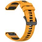 For Garmin Fenix 8 MIP 51mm Dual Color Quick Release Steel Buckle 26mm Silicone Watch Band(Orange+Black) - 2