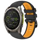 For Garmin Fenix 8 MIP 51mm Dual Color Quick Release Steel Buckle 26mm Silicone Watch Band(Black+Orange) - 1