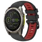 For Garmin Fenix 8 MIP 51mm Dual Color Quick Release Steel Buckle 26mm Silicone Watch Band(Black+Red) - 1