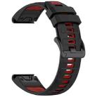 For Garmin Fenix 8 MIP 51mm Dual Color Quick Release Steel Buckle 26mm Silicone Watch Band(Black+Red) - 2