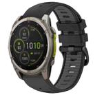 For Garmin Fenix 8 MIP 51mm Dual Color Quick Release Steel Buckle 26mm Silicone Watch Band(Black+Grey) - 1