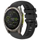 For Garmin Fenix 8 MIP 51mm Dual Color Quick Release Steel Buckle 26mm Silicone Watch Band(Black) - 1