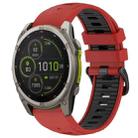 For Garmin Fenix 8 MIP 51mm Dual Color Quick Release Steel Buckle 26mm Silicone Watch Band(Red+Black) - 1