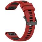 For Garmin Fenix 8 MIP 51mm Dual Color Quick Release Steel Buckle 26mm Silicone Watch Band(Red+Black) - 2